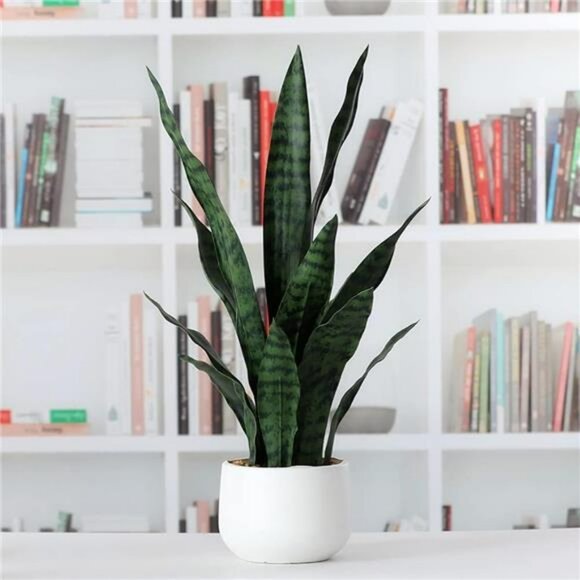 Artificial snake plant 22 inch tall potted fake sansevieria agave home office de - Picture 6 of 7